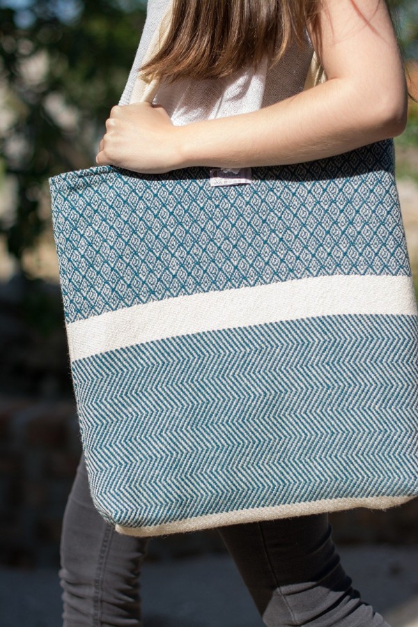 Beach Tote Bag Cotton and Wool -...