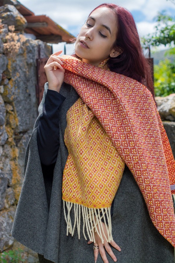 Oversized Red and Yellow Scarf